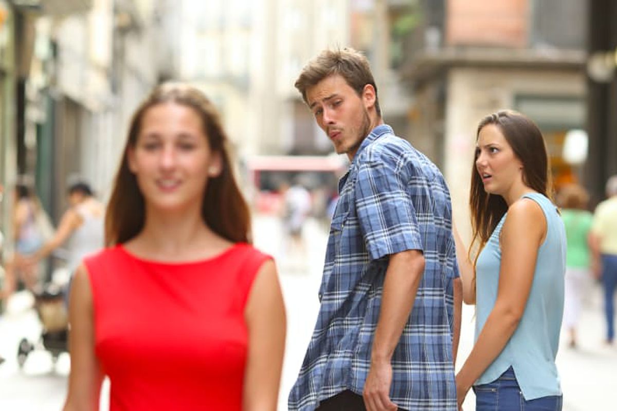 Distracted Boyfriend meme about Bloomers Intimates